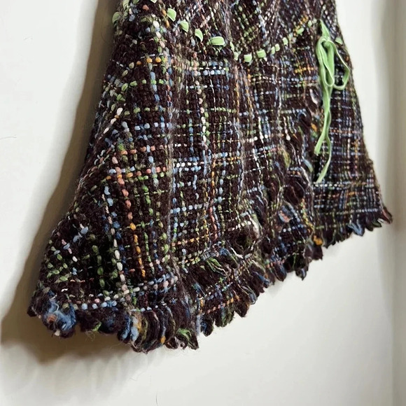 Anthropologie Elevenses Wool Blend Tweed Skirt Ribbon Trim Cottagecore Fall - Picture 5 of 12